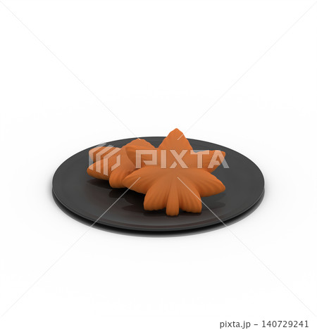 透明背景に黒い皿と2つのもみじ饅頭 広島名物 3Dイラストレーション 切り抜き 透明背景に黒い皿と2つのもみじ饅頭 広島名物 3Dイラストレーション 切り抜き 140729241