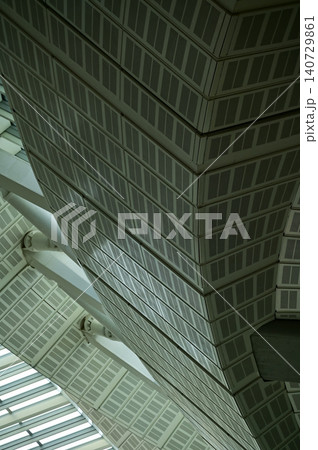 Abstract ceiling in office building, interior design. Details of modern architecture. Building abstract. Building background. Abstract ceiling in office building, interior design. Details of modern architecture. Building abstract. Building background. 140729861
