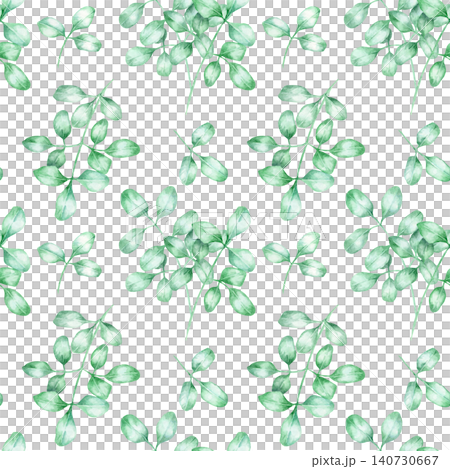 Green moringa leaves repeated in fresh tones as watercolor illustration seamless pattern, hand drawn botanical clipart. Perfect for fabric, packaging, stationery, wallpaper and natural themed designs Green moringa leaves repeated in fresh tones as watercolor illustration seamless pattern, hand drawn botanical clipart. Perfect for fabric, packaging, stationery, wallpaper and natural themed designs 140730667