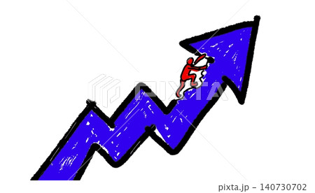 Blue Jagged Upward Arrow Business Growth Symbol for Financial Presentations 140730702
