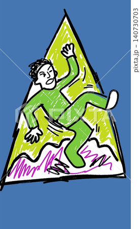 Falling Man Slippery Hazard Warning Sign Illustration For Facility Managers 140730703