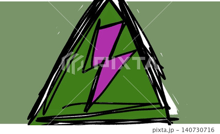 Green Triangle Warning Sign Purple Lightning Bolt Safety Poster Design Green Triangle Warning Sign Purple Lightning Bolt Safety Poster Design 140730716