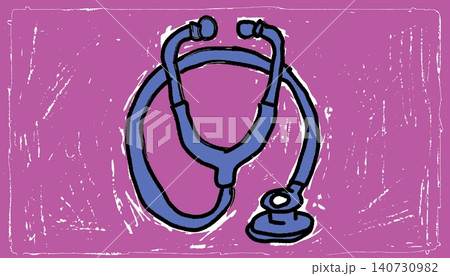 Purple Medical Stethoscope Pop Art Illustration for Pediatric Health App Design 140730982