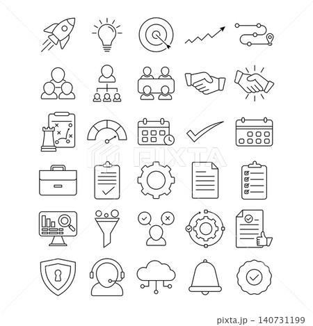 Start up and Management Line Icons Set 140731199