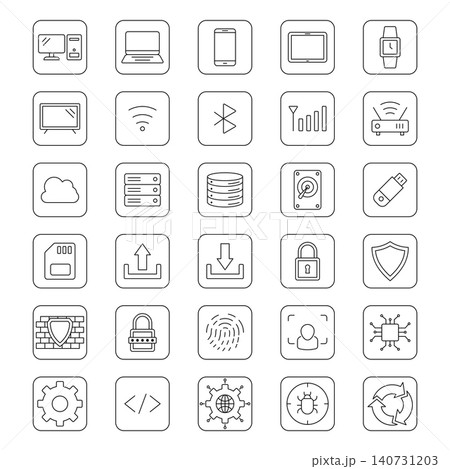 Technology and Devices Line Icons Set vector design templates Technology and Devices Line Icons Set vector design templates 140731203