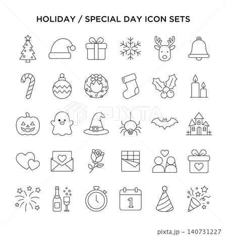 Holiday and Special Day Icon Sets vector design templates simple and modern Holiday and Special Day Icon Sets vector design templates simple and modern 140731227