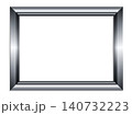 Rectangular metallic frame chrome style silver border on white 140732223