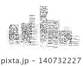 Abstract city skyline halftone with horizontal lines black white 140732227