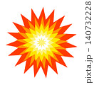 Radial starburst vector flat illustration orange yellow gradient 140732228