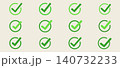 Green check mark icons repeated flat design on beige 140732233