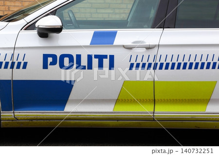 Danish police sign on a car Danish police sign on a car 140732251