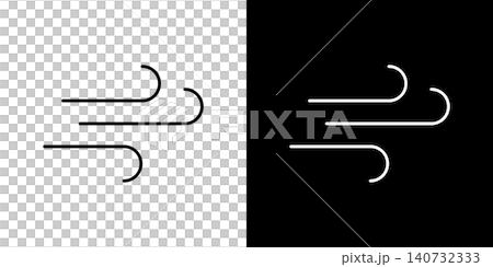 A strong wind icon. A set of monochrome vector illustrations in black and white. A strong wind icon. A set of monochrome vector illustrations in black and white. 140732333