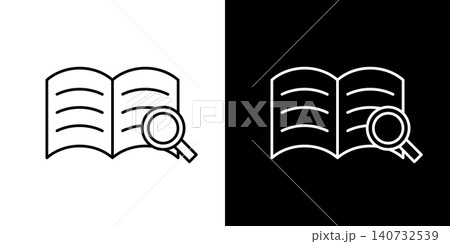 本の内容を検索のアイコン。白と黒のモノクロベクターイラストセット 本の内容を検索のアイコン。白と黒のモノクロベクターイラストセット 140732539