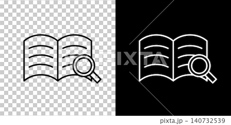 本の内容を検索のアイコン。白と黒のモノクロベクターイラストセット 本の内容を検索のアイコン。白と黒のモノクロベクターイラストセット 140732539