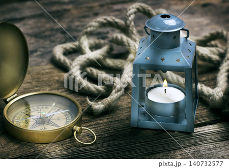 Candle, compass and rope Candle, compass and rope 140732577