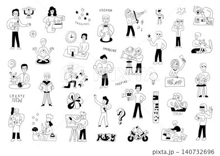 Hobby of people doodles , hand drawn vector illustrations 140732696
