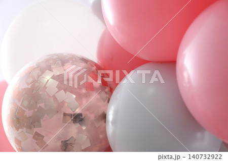 Beautiful colorful balloons on light background, closeup 140732922