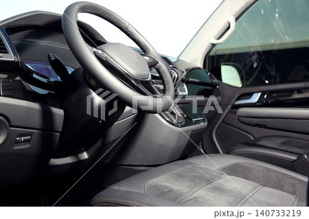 Closeup view of new modern car inside 140733219