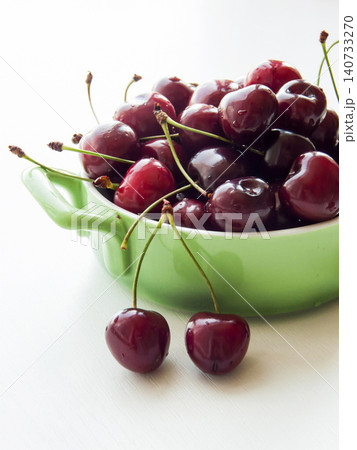 Portion of fresh ripe sweet cherries served in bowl, natural organic cherry berries, summer fruit. Portion of fresh ripe sweet cherries served in bowl, natural organic cherry berries, summer fruit. 140733270