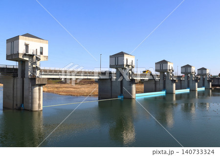荒川:六堰頭首工/重忠橋(埼玉県深谷市) 荒川:六堰頭首工/重忠橋(埼玉県深谷市) 140733324