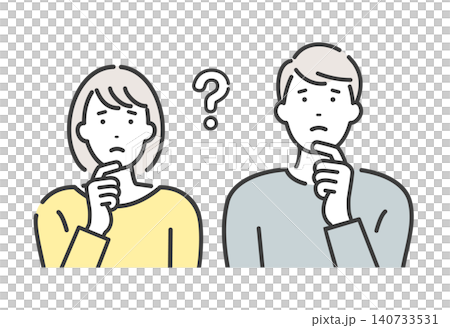 A young couple thinking A young couple thinking 140733531