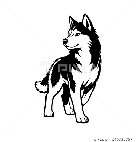 husky mascot logo illustration vector design template simple and modern style 140733757