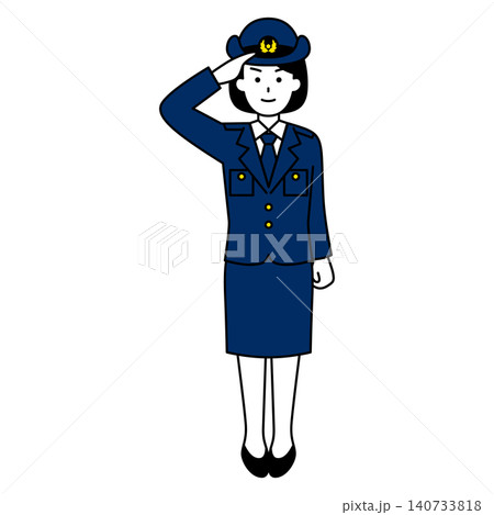 敬礼する女性警察官(全身) 敬礼する女性警察官(全身) 140733818