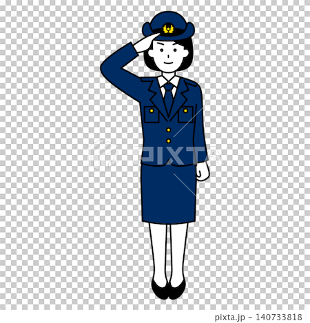 敬礼する女性警察官(全身) 敬礼する女性警察官(全身) 140733818