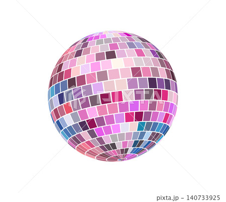Shiny disco ball with pink, blue and and purple mirror mosaic tiles and sparkling reflections. Retro Shiny disco ball with pink, blue and and purple mirror mosaic tiles and sparkling reflections. Retro 140733925