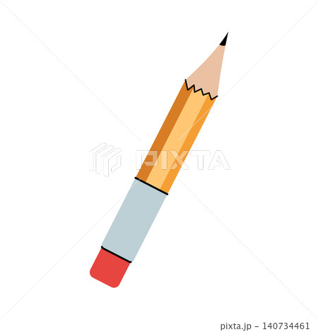 Simple wooden pencil with eraser vector illustration isolated on white background 140734461