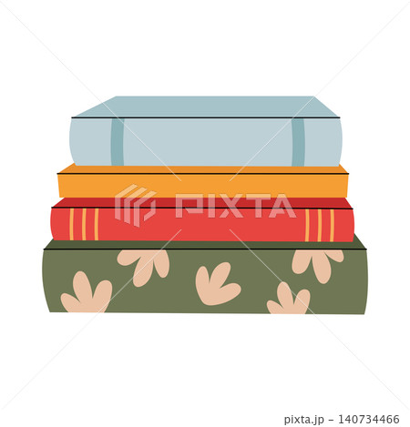 Stack of four books with patterned covers isolated on white background vector illustration 140734466