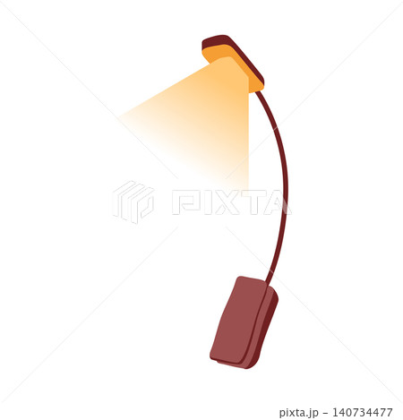 Electric clip-on reading lamp with yellow light shine isolated on white background Electric clip-on reading lamp with yellow light shine isolated on white background 140734477