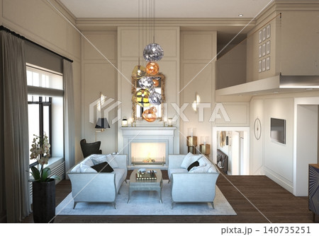 residential interior visualization, 3D illustration, cg 140735251