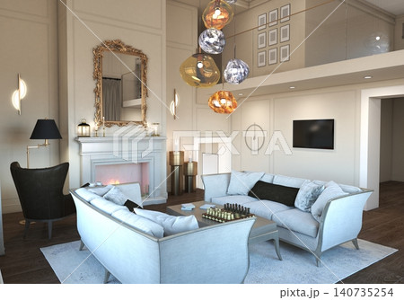residential interior visualization, 3D illustration, cg 140735254