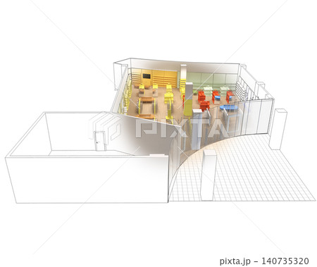 shopping mall, interior visualization, 3D illustration 140735320