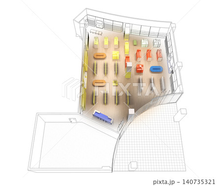 shopping mall, interior visualization, 3D illustration 140735321