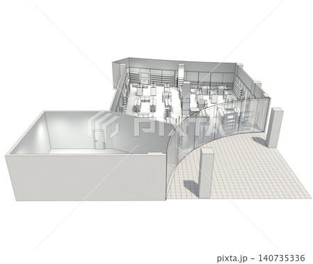 shopping mall, interior visualization, 3D illustration 140735336