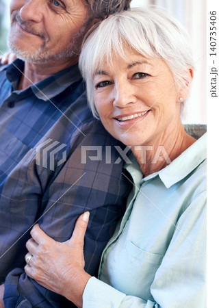 Portrait, senior couple and happy woman with man for love, care or bonding together in home. Face, partner or elderly people with commitment to marriage, loyalty or healthy relationship in retirement Portrait, senior couple and happy woman with man for love, care or bonding together in home. Face, partner or elderly people with commitment to marriage, loyalty or healthy relationship in retirement 140735406