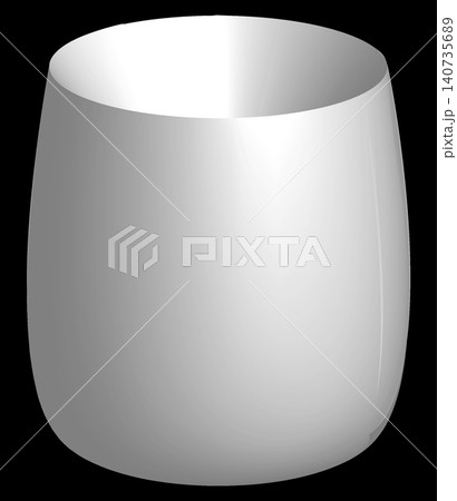 Minimal vector 3d glossy ceramic cup or glass mug layout isolated on black background 140735689