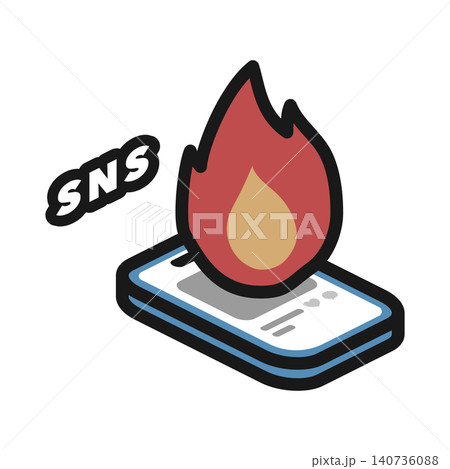 アイソメトリックイラスト：SNSでの炎上 140736088
