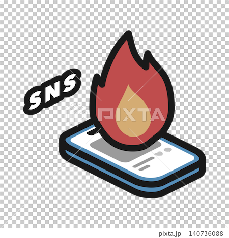 アイソメトリックイラスト：SNSでの炎上 140736088