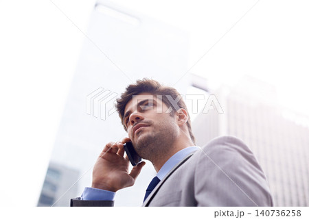 Business man, phone call and consultation in outdoor city, speaking and b2b on commute or journey. Professional person, networking and app for communication in urban, negotiation and lawyer planning Business man, phone call and consultation in outdoor city, speaking and b2b on commute or journey. Professional person, networking and app for communication in urban, negotiation and lawyer planning 140736258