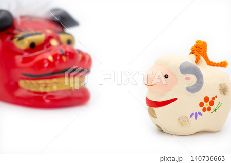 2027年賀 獅子舞と羊土鈴 2027年賀 獅子舞と羊土鈴 140736663
