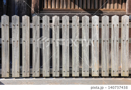 Close up detail of Japanese tradition style wooden fence panel. Close up detail of Japanese tradition style wooden fence panel. 140737438