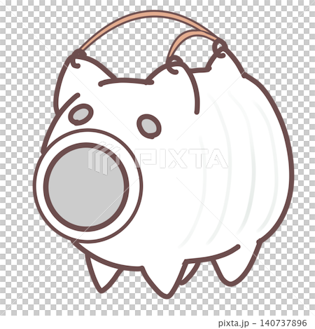 Line drawing of a white mosquito coil holder pig Line drawing of a white mosquito coil holder pig 140737896