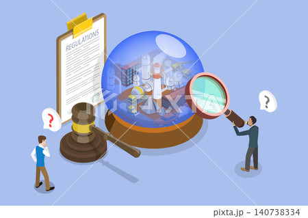 3D Isometric Flat Vector Illustration of Environmental Legislation, Concept Of Pollution Control With Polluted Factories 3D Isometric Flat Vector Illustration of Environmental Legislation, Concept Of Pollution Control With Polluted Factories 140738334