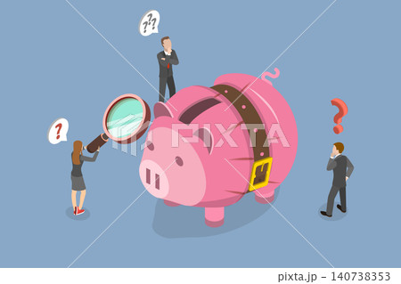 3D Isometric Flat Vector Illustration of Tight Budget, Shrinking Economy, Understanding Their Impact On Financial Health. 3D Isometric Flat Vector Illustration of Tight Budget, Shrinking Economy, Understanding Their Impact On Financial Health. 140738353