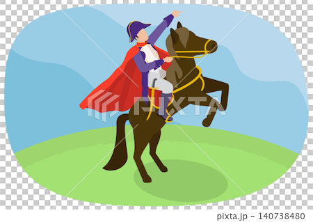 3D Isometric Flat Illustration of Napoleon, French Historical Figure On Battlefield 3D Isometric Flat Illustration of Napoleon, French Historical Figure On Battlefield 140738480