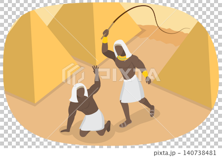 3D Isometric Flat  Illustration of Egypt Slavery, Enslaved In Ancient Egypt Depicted Biblically 140738481