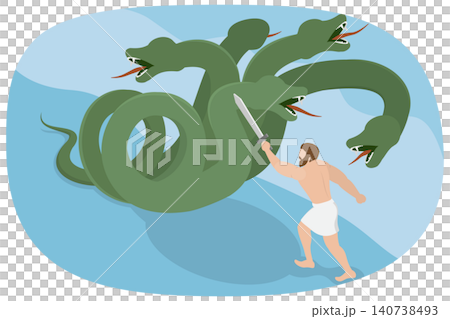 3D Isometric Flat Illustration of Heracles And Hydra, Greek Mythology 3D Isometric Flat Illustration of Heracles And Hydra, Greek Mythology 140738493